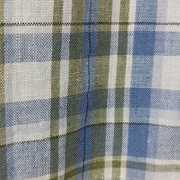 J. Jill Love Linen Roll Tab Sleeve Plaid Popover Tunic Blouse Top Size SP - Picture 10 of 11